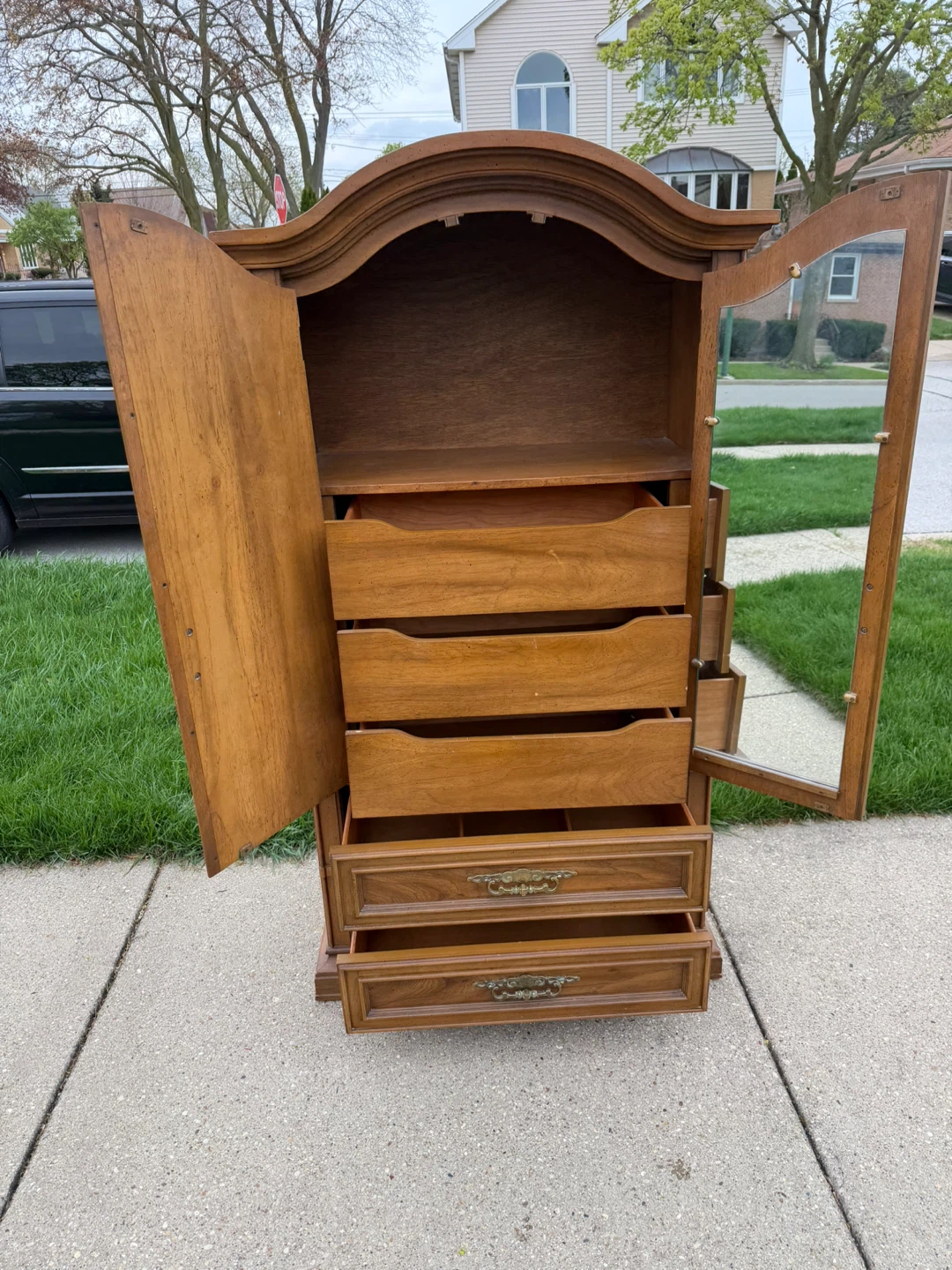 Stanley Walnut Armoire Dresser with Mirror - photo 2