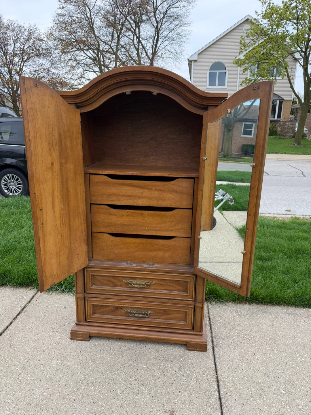 Stanley Walnut Armoire Dresser with Mirror - photo 5