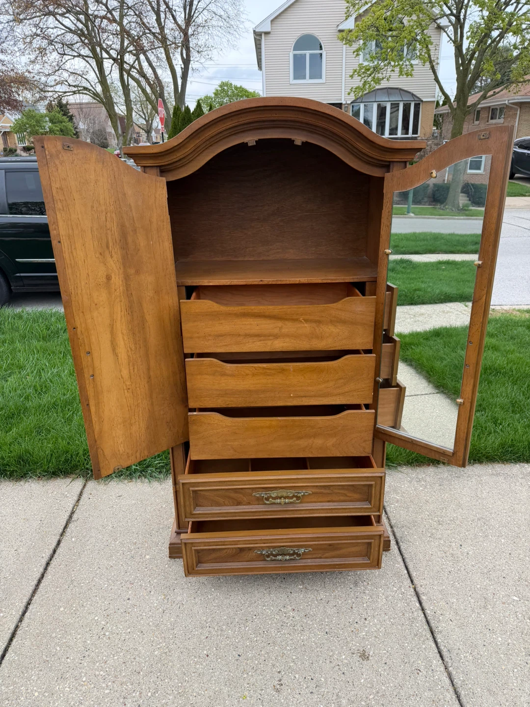 Stanley Walnut Armoire Dresser with Mirror - photo 4
