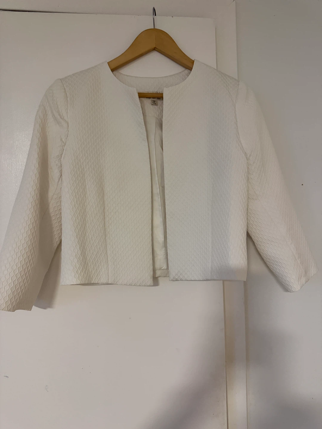 Miss Selfridge White Textured Cropped Jacket - US 8