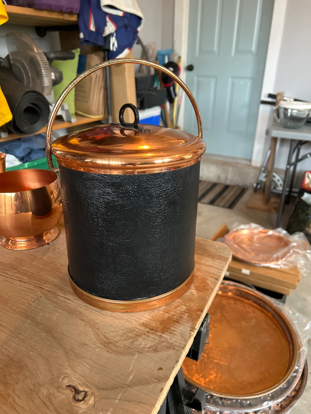 Copper and Black Ice Bucket with Lid