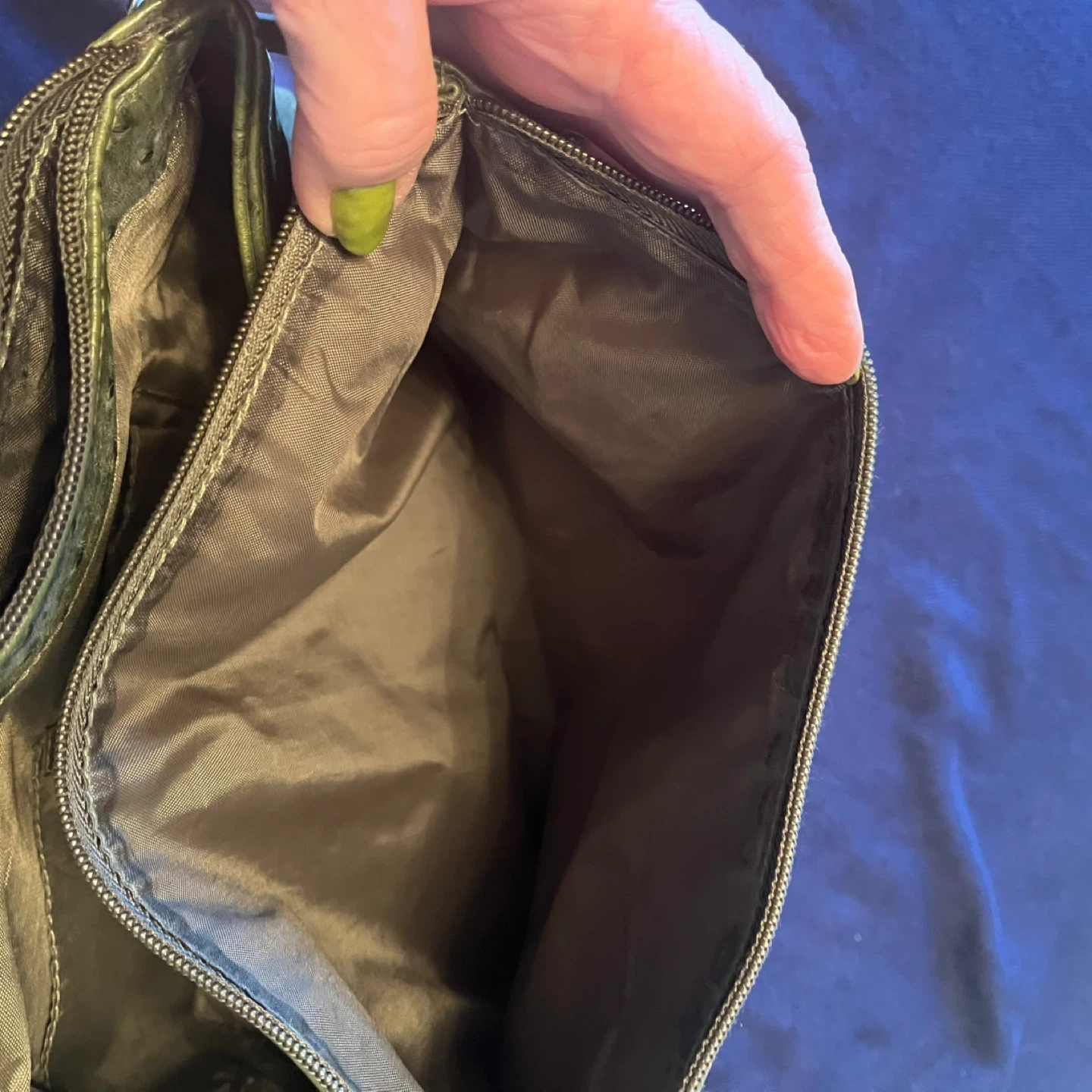 Green Ostrich Embossed Satchel Handbag - photo 4
