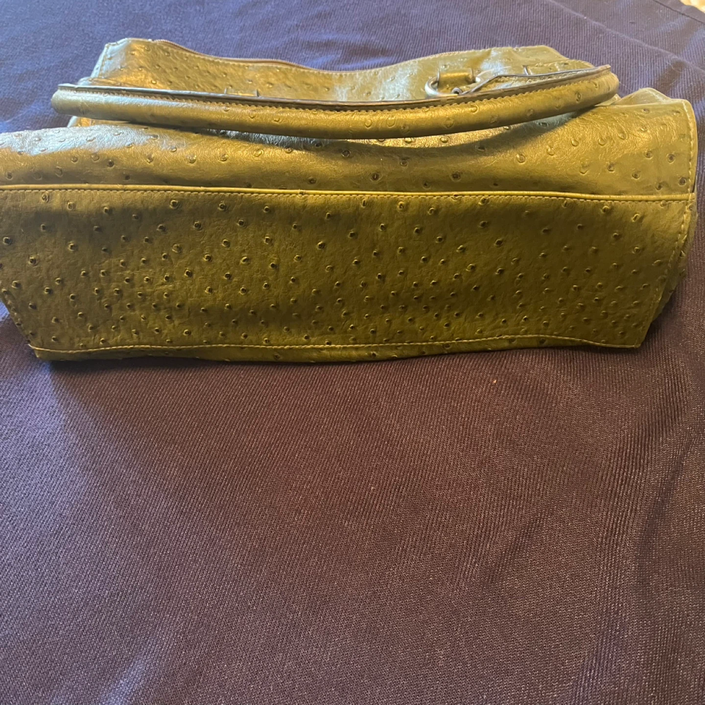 Green Ostrich Embossed Satchel Handbag - photo 3