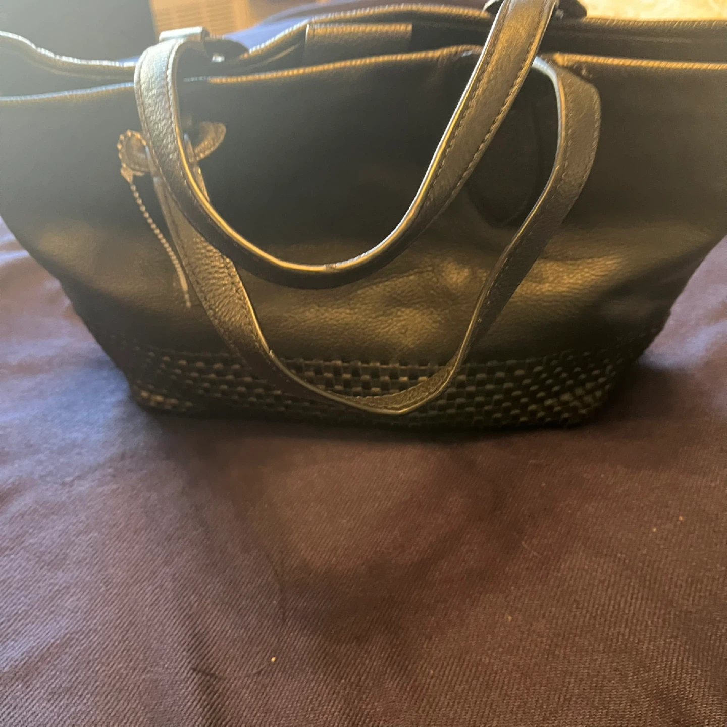 Colin Haan Black Woven Leather Tote Bag