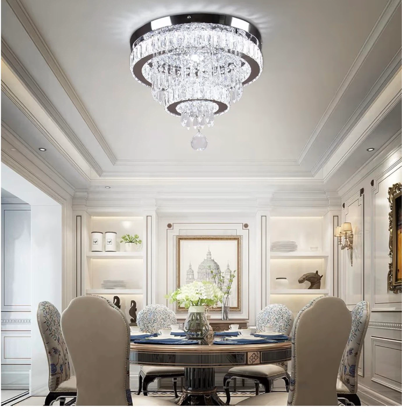 Crystal Chandelier Flush Mount Ceiling Light Fixture - photo 5