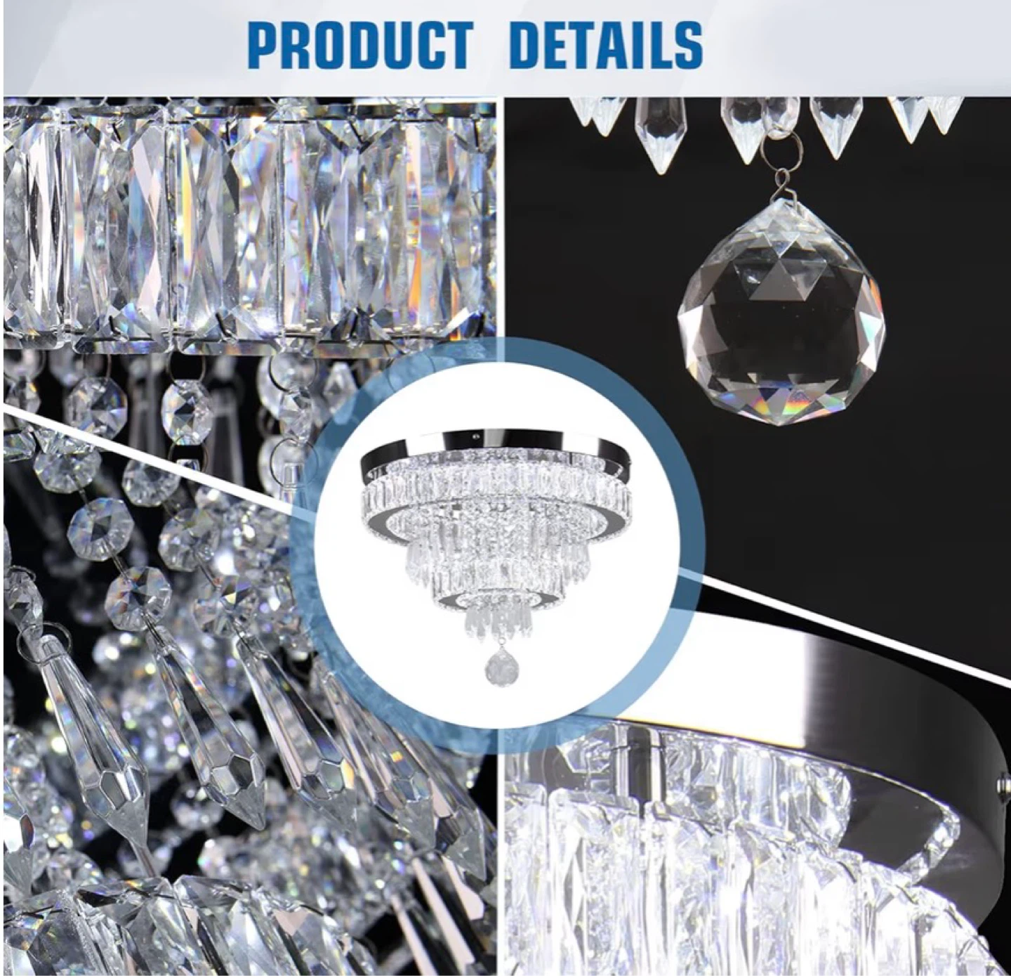 Crystal Chandelier Flush Mount Ceiling Light Fixture - photo 3