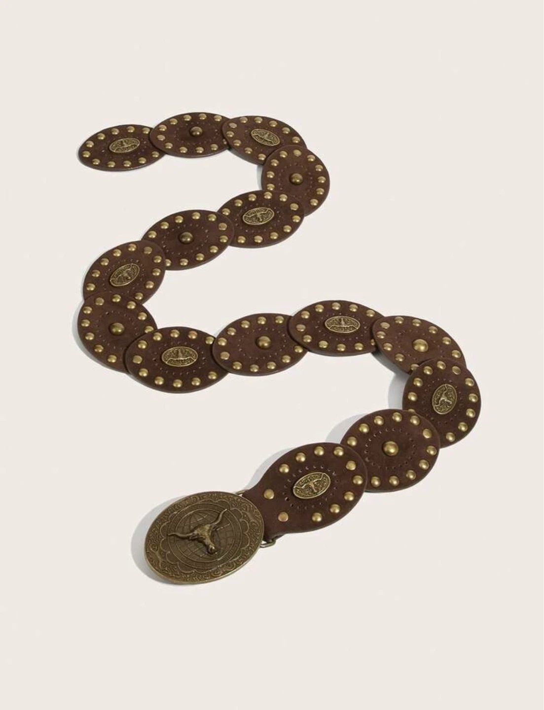 Western Boho Faux Suede Belt 42” Cowgirl Vintage Studded - photo 3