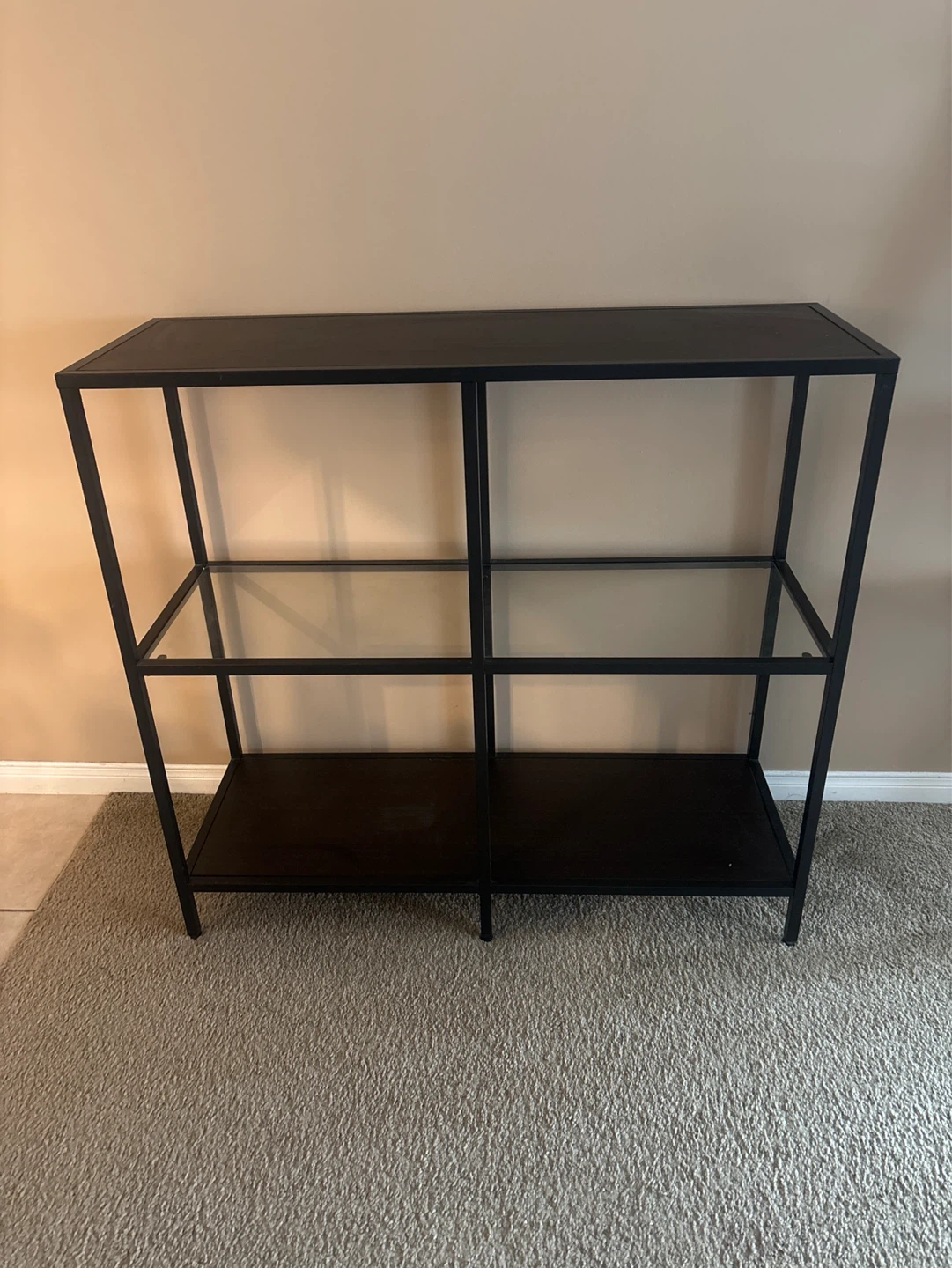 Black Metal and Glass Console Table