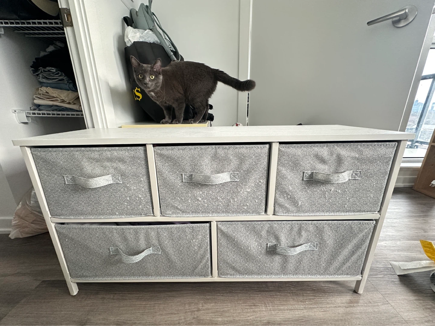 White 6-Drawer Fabric Dresser (No, the cat is not included) - photo 3