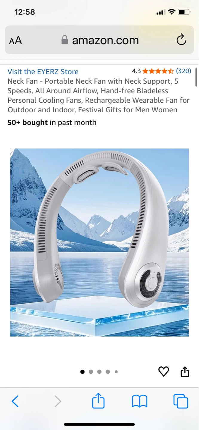 EYERTZ Neck Fan - Portable, Rechargeable, 5 Speeds