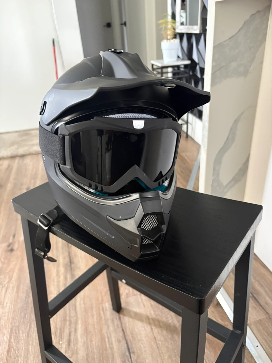 Matte Black Dirt Bike Helmet with Goggles - photo 2