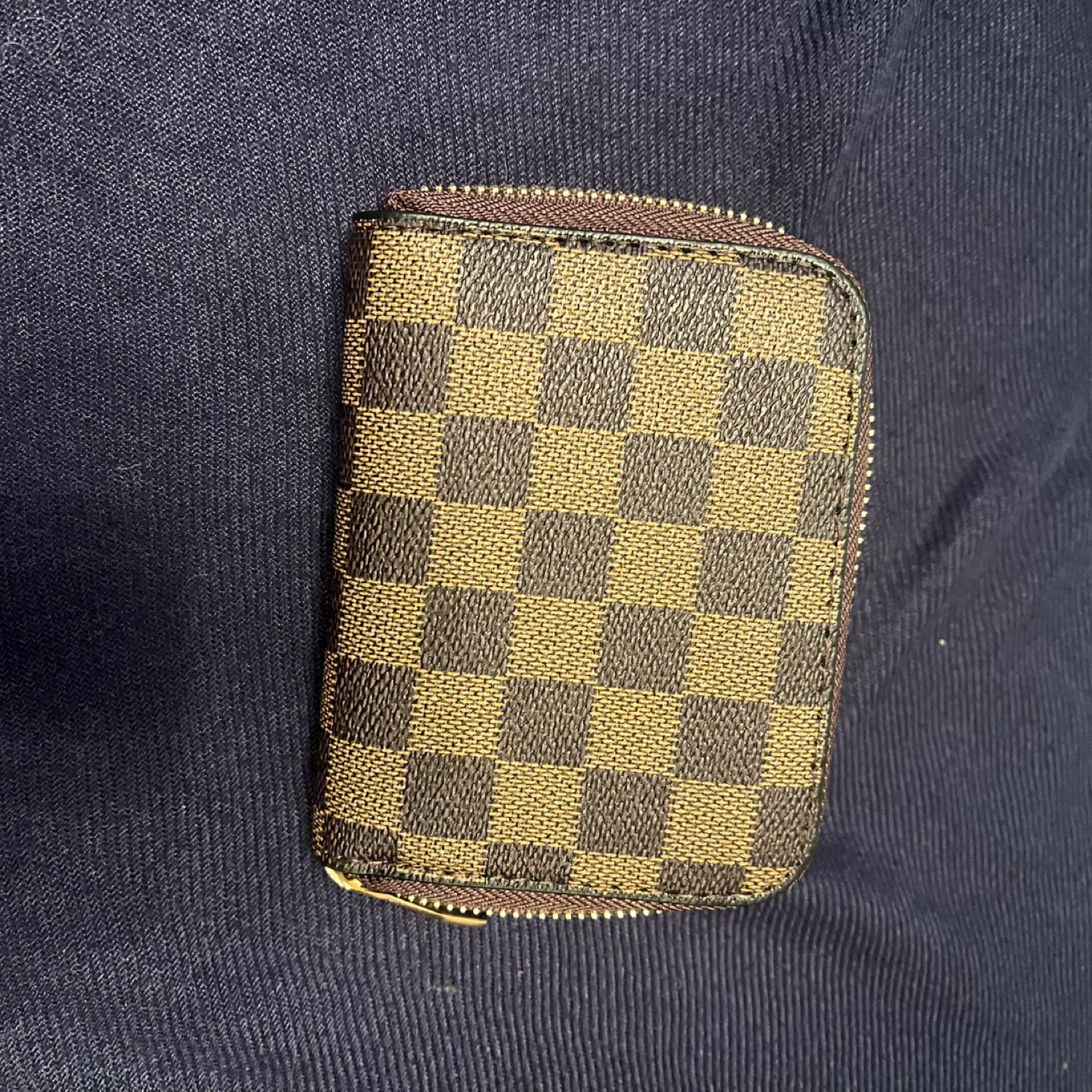 Checkered Zipper Wallet