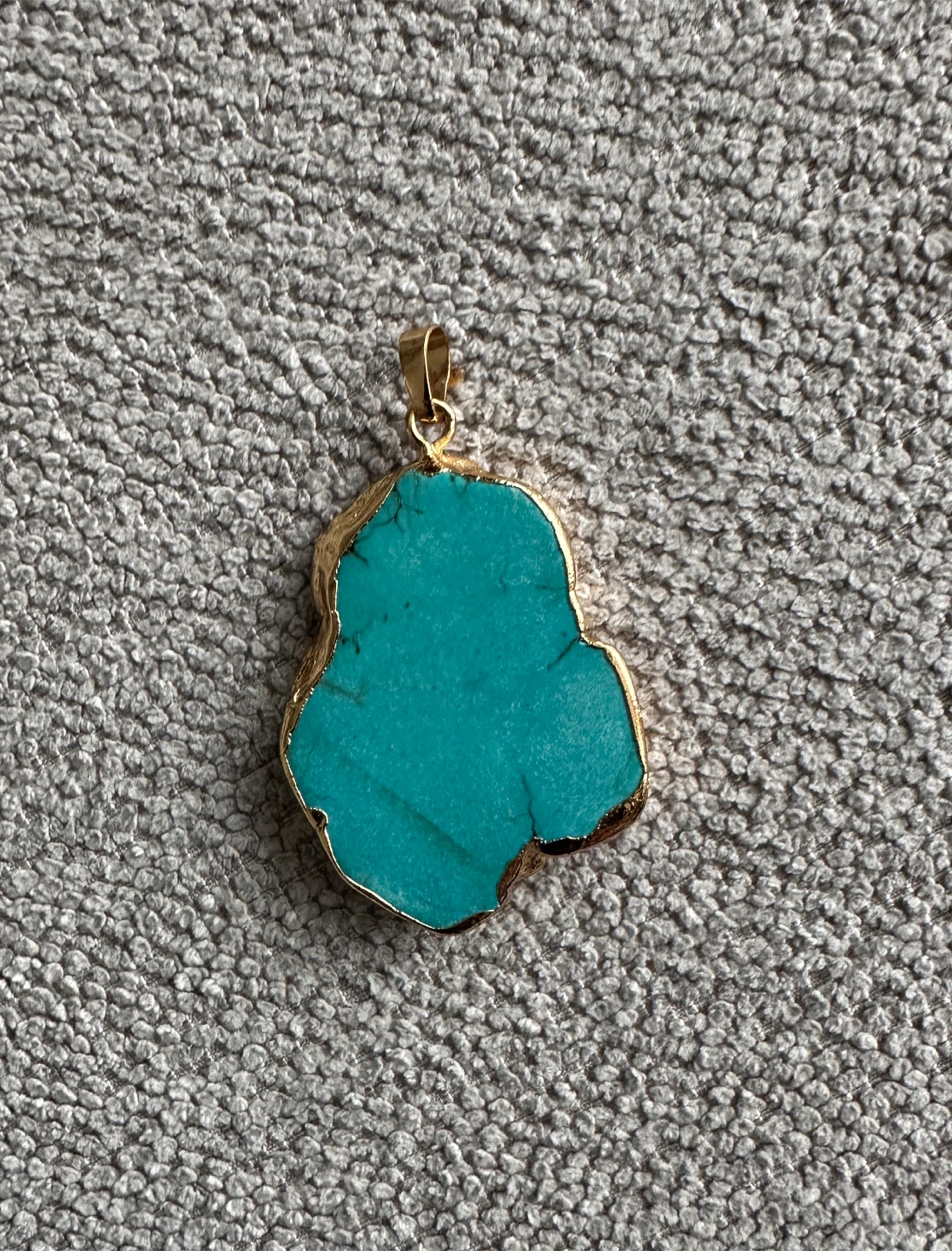 Turquoise Gemstone Pendant with Gold-Tone Edge
