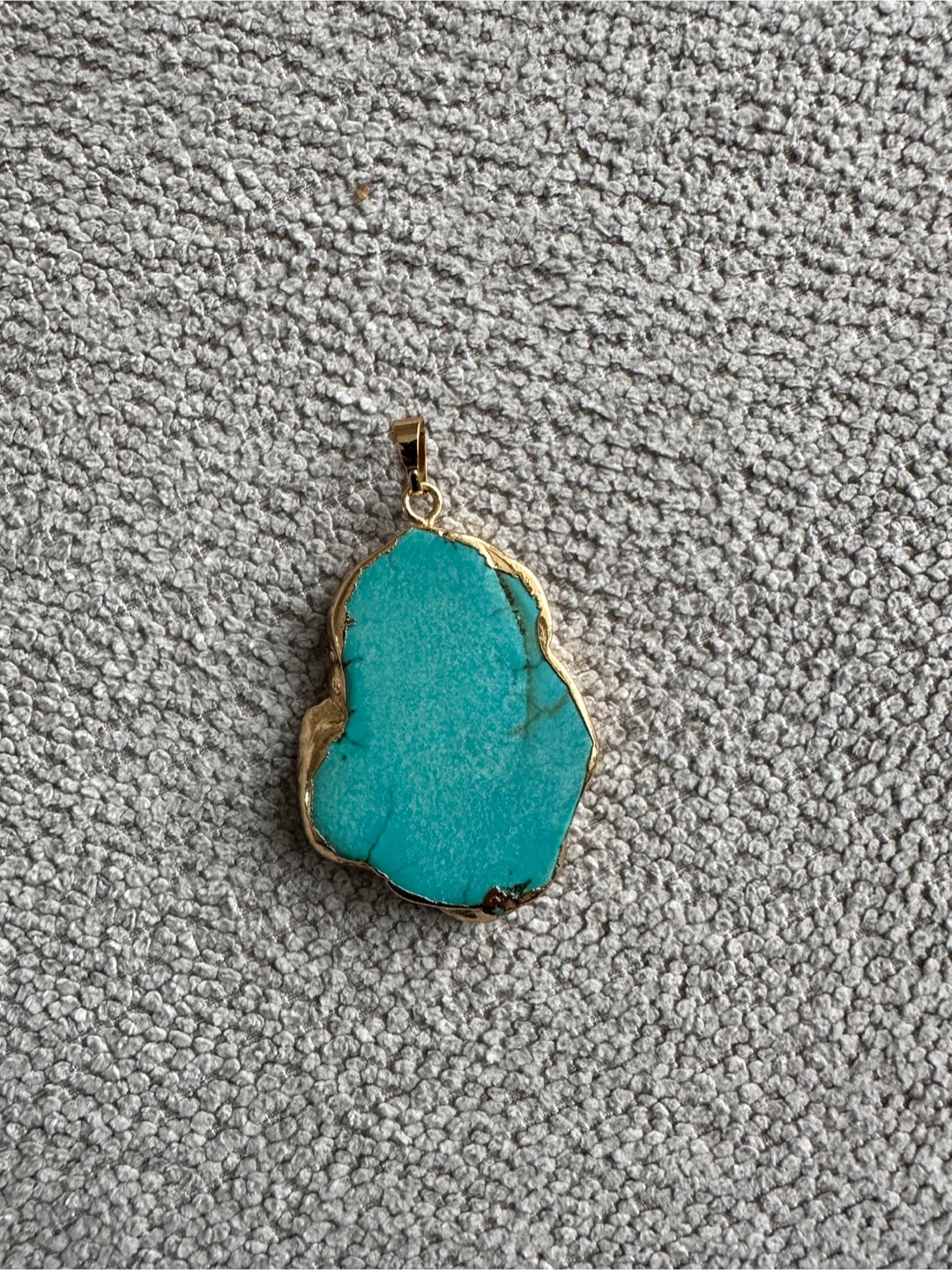 Turquoise Gemstone Pendant with Gold-Tone Edge - photo 2