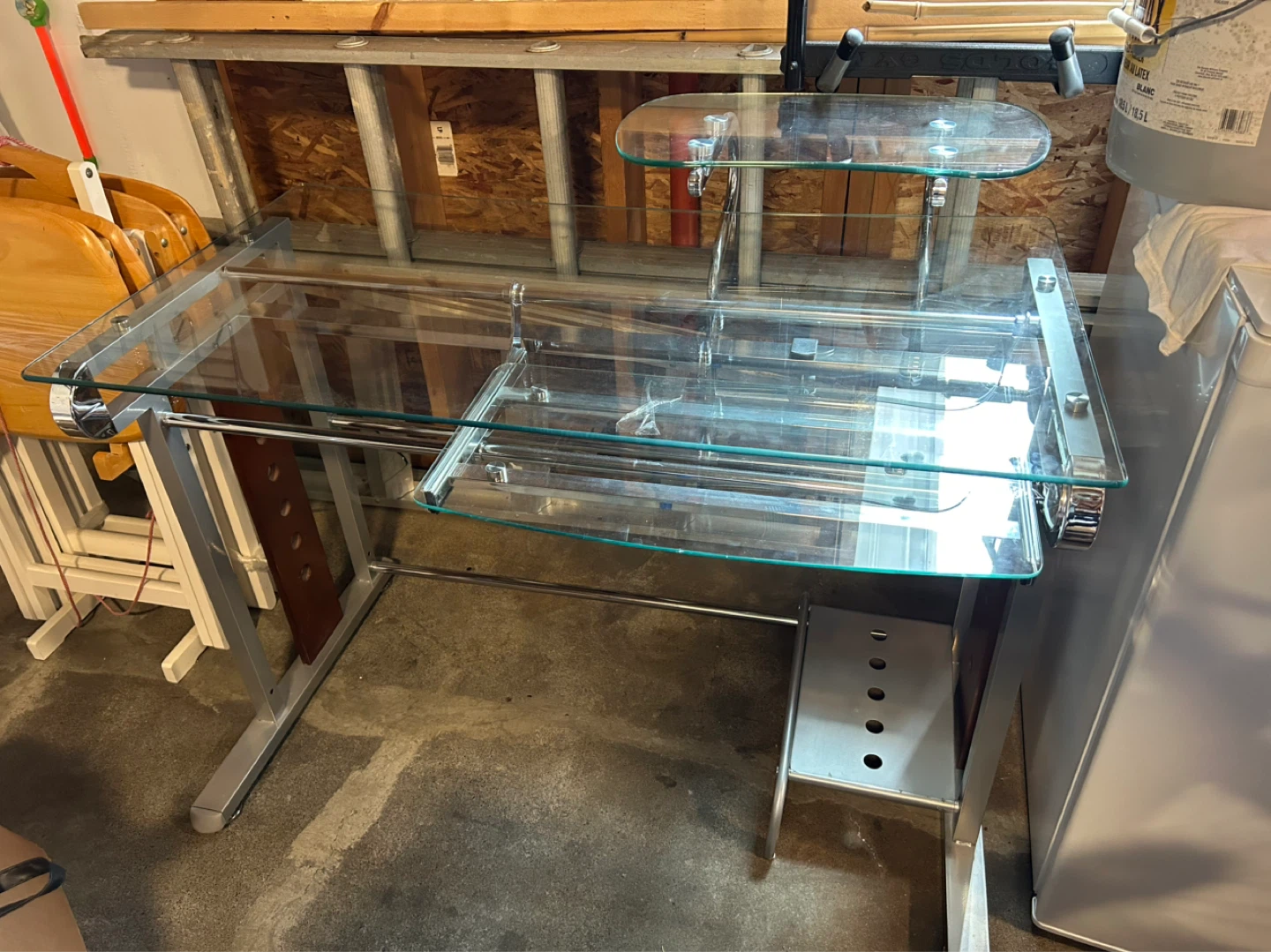 Glass and Chrome Desk with Shelves