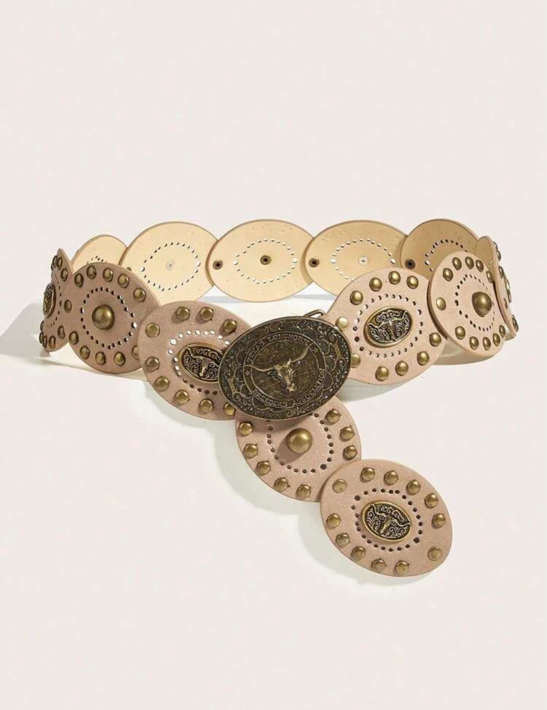 Western Boho Cowgirl Belt 42” Faux Suede Concho Studded