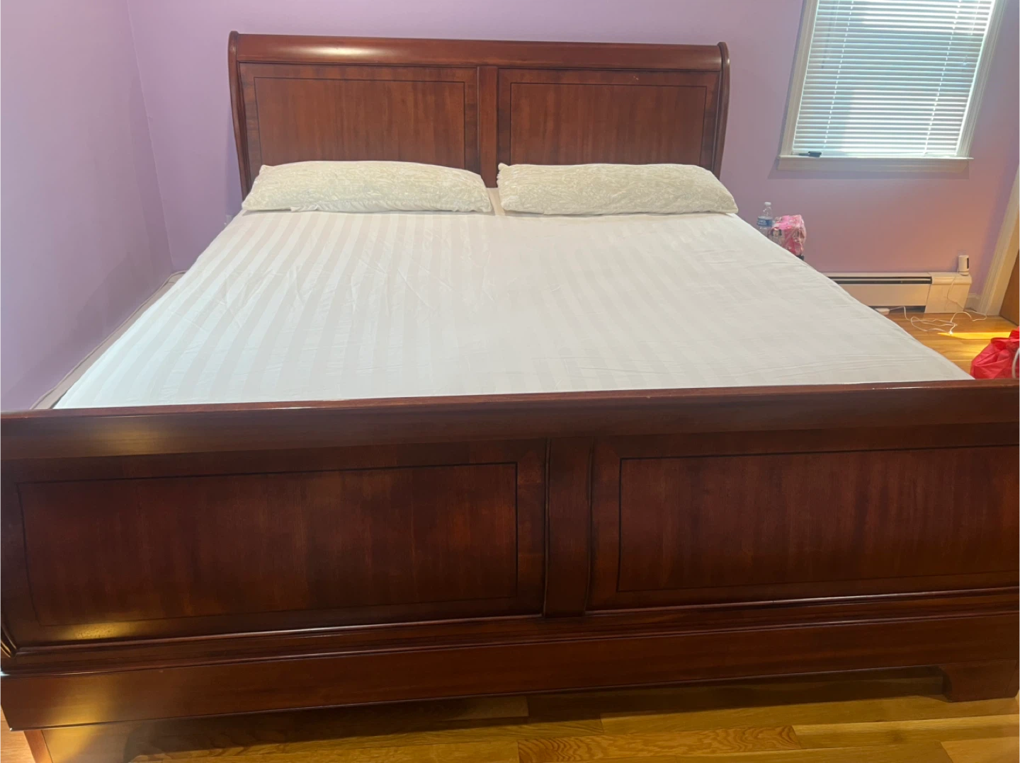 Dark Wood Sleigh Bed Frame - King Size