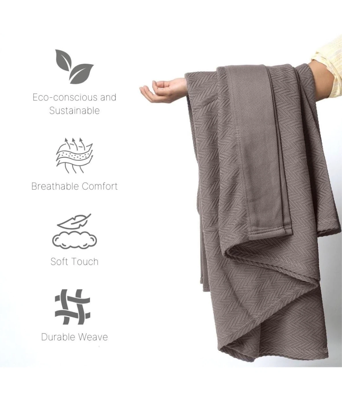 Taupe Woven Blanket - photo 4