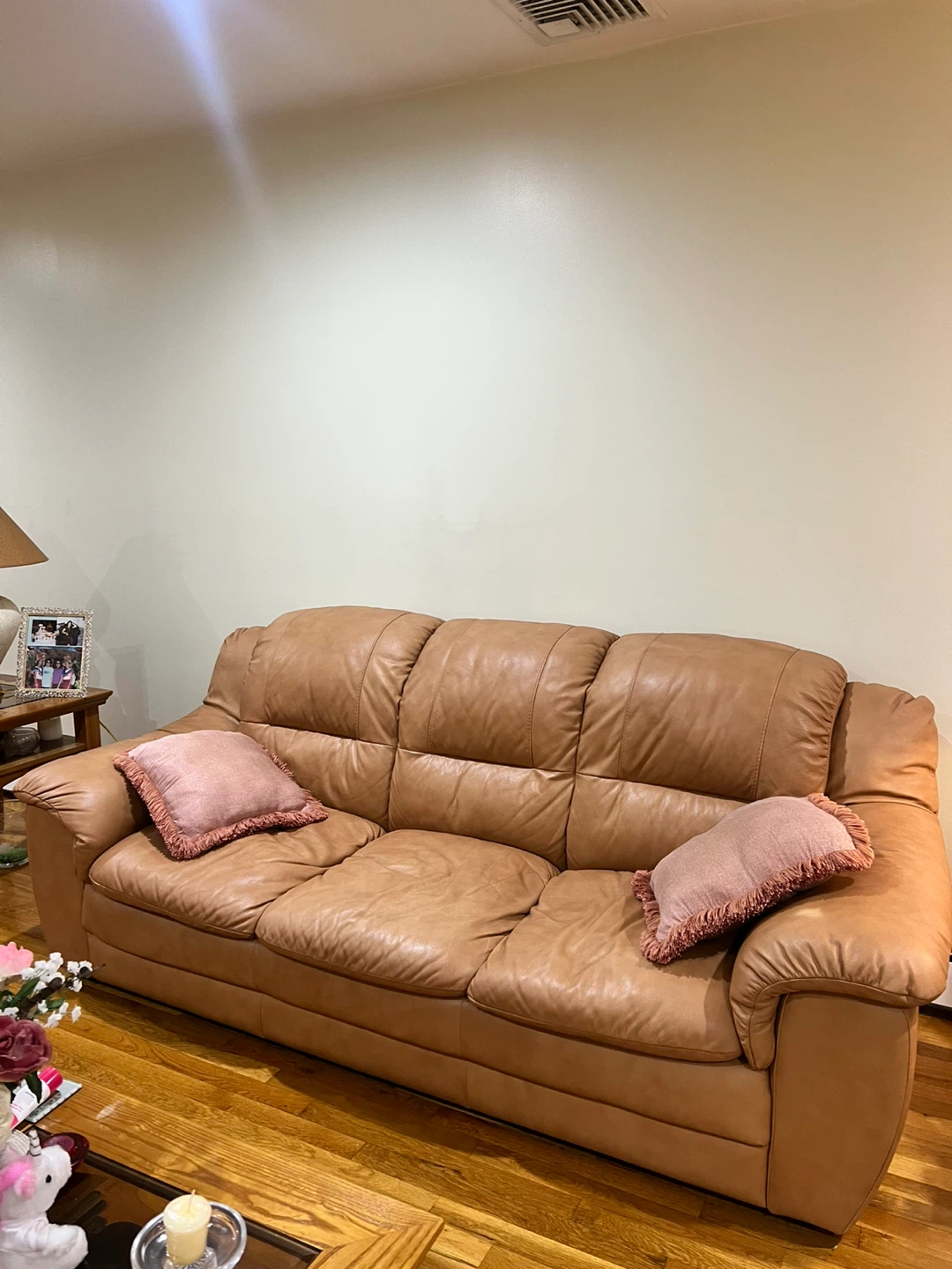 Tan Leather Sofa and Loveseat