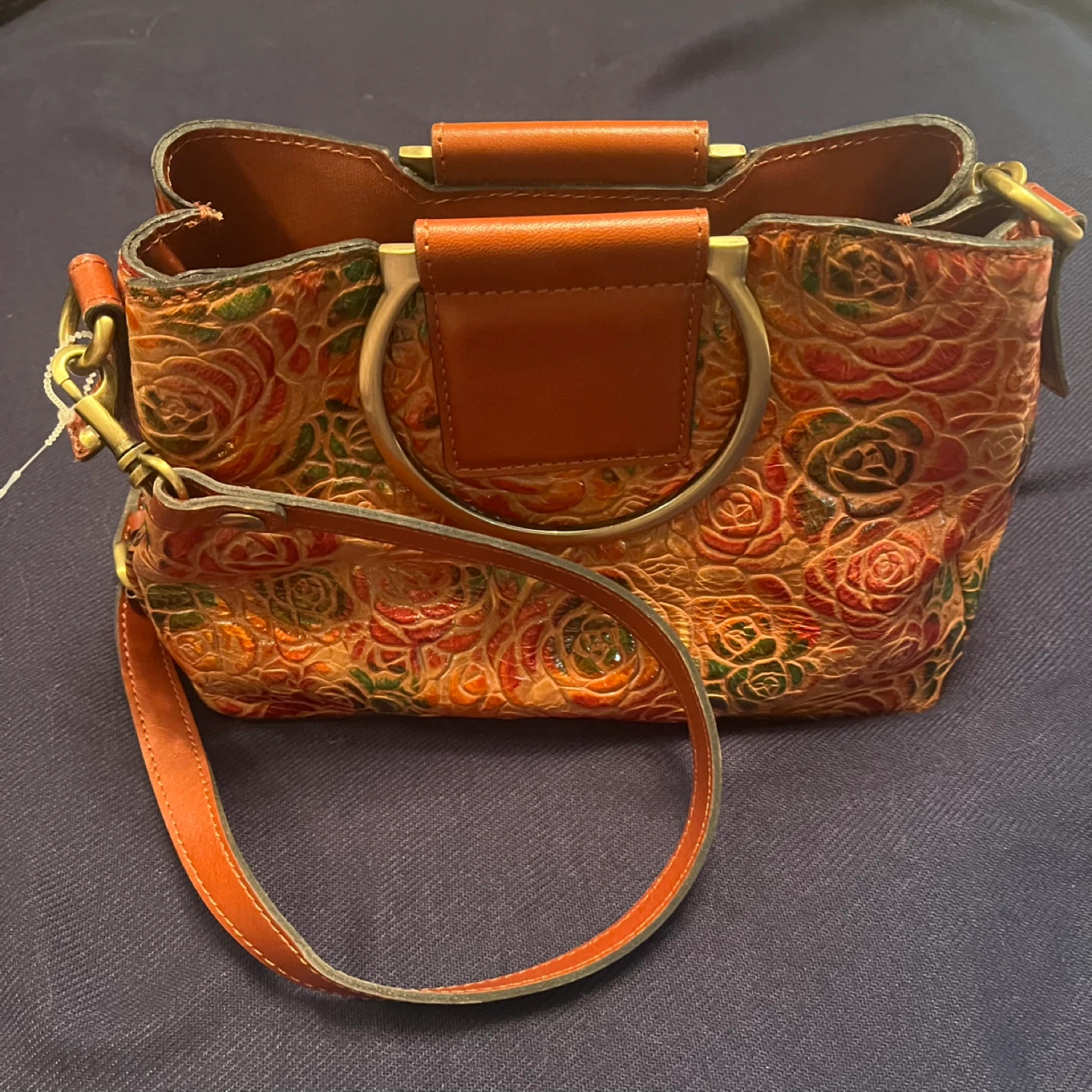 Patricia NashLeather Floral Satchel Handbag