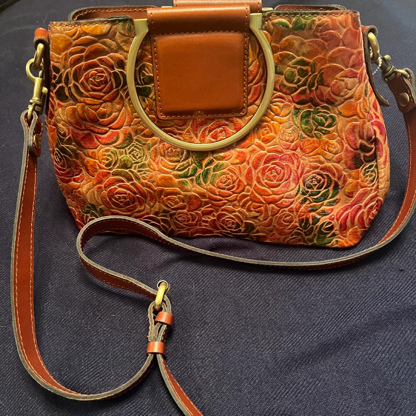 Patricia NashLeather Floral Satchel Handbag - photo 5