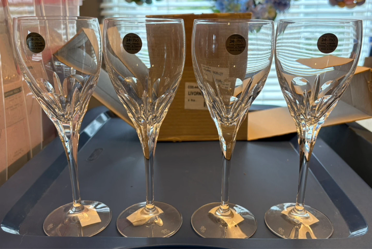 ✨✨Livorno 24% Lead Crystal Goblets - Set of 4