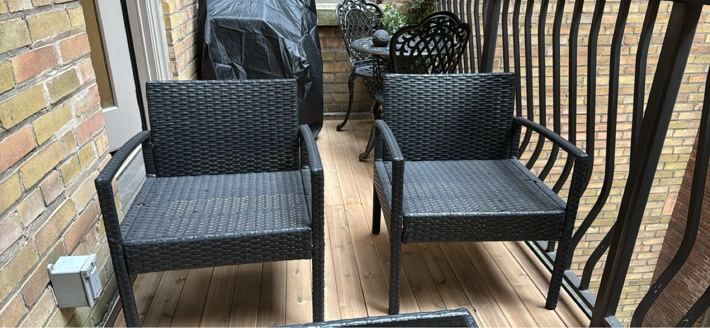 Dark Brown Wicker Patio Set - Bench, 2 Chairs & Coffee Table - photo 3