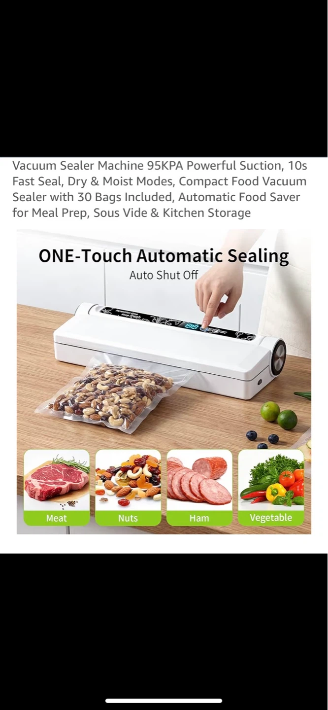 White Vacuum Sealer Machine with 30 Bags Included - photo 3