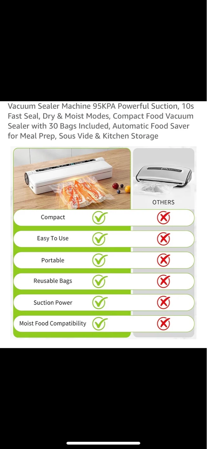 White Vacuum Sealer Machine with 30 Bags Included - photo 5