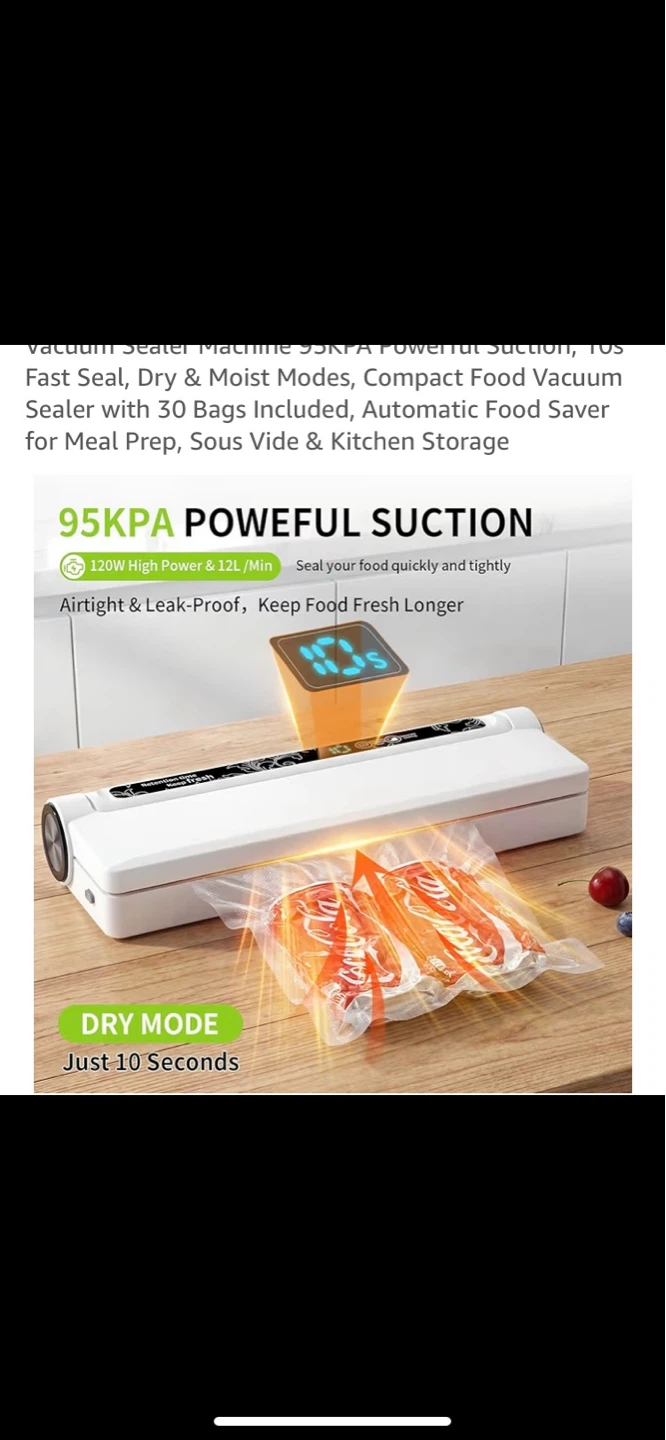 White Vacuum Sealer Machine with 30 Bags Included - photo 4