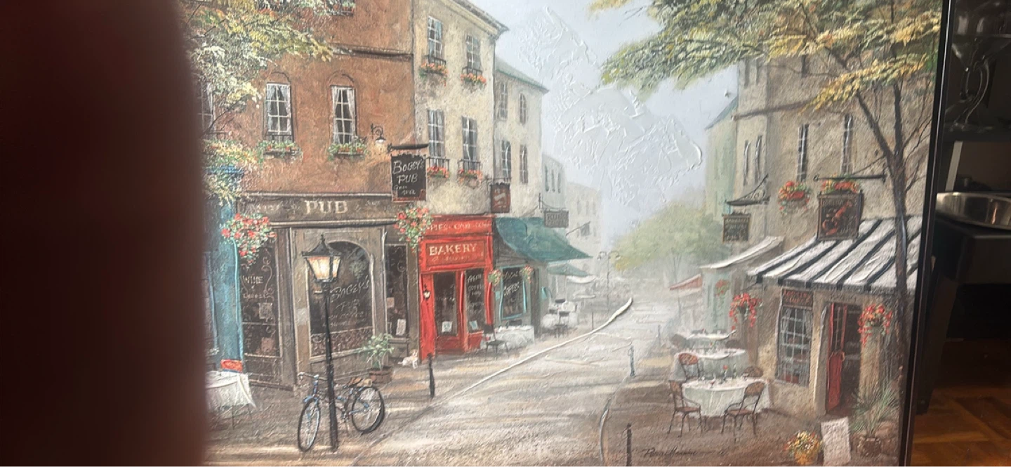 Textured Oil Painting of Parisian Street Scene
