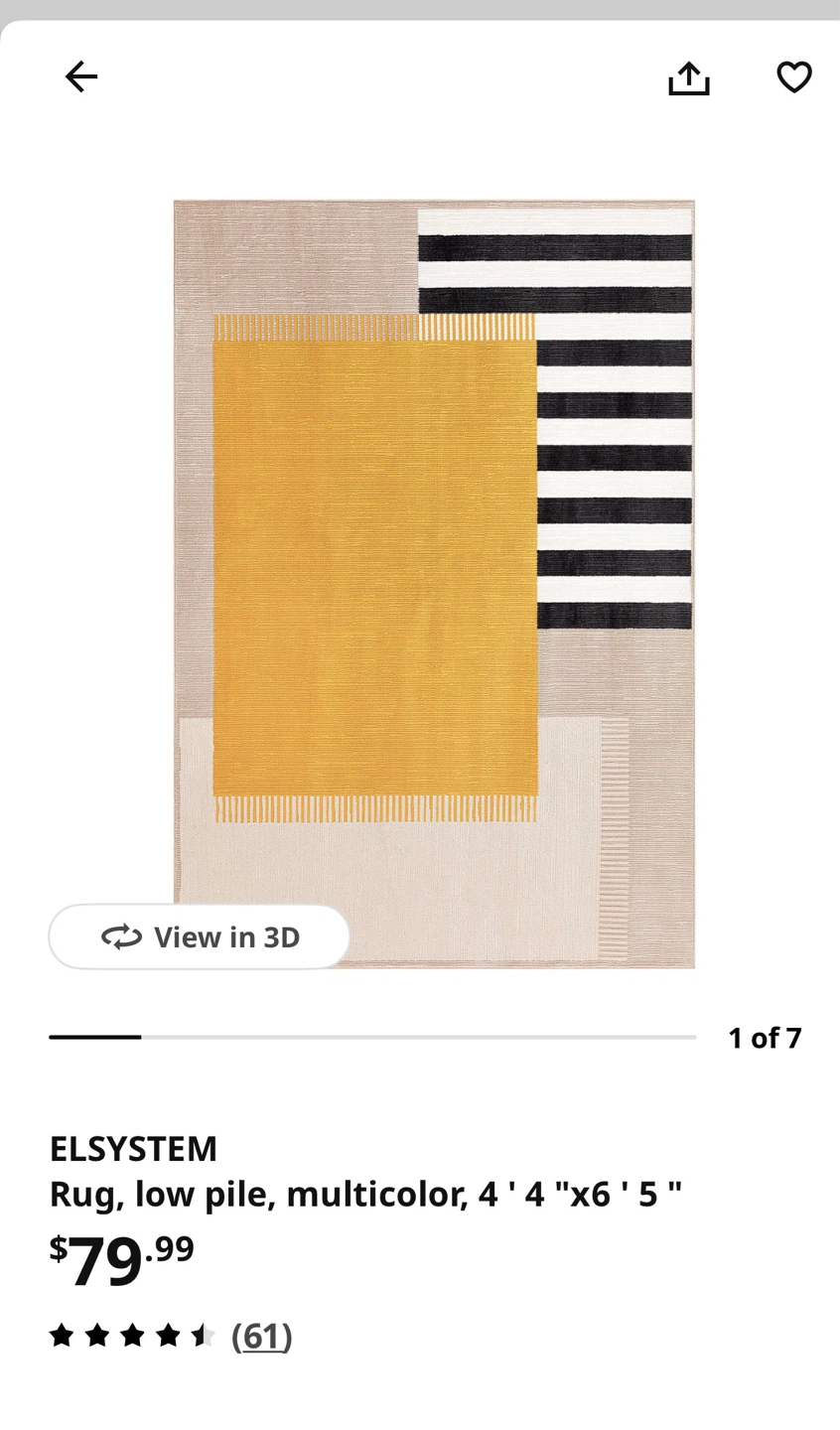 ELSYSYEM Multicolor Low Pile Rug 4' 4" x 6' 5"