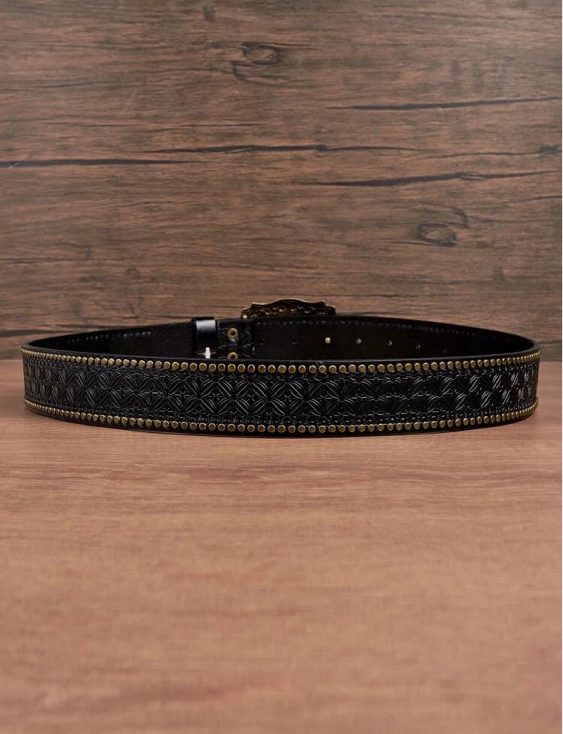 Western Cowboy Bull Belt Black PU Leather Studded Nashville - photo 3