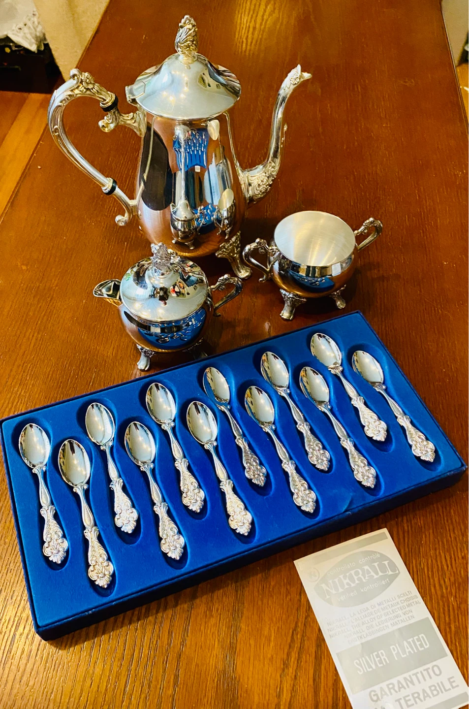 Nikrall Silver Plated Tea Set & Spoons