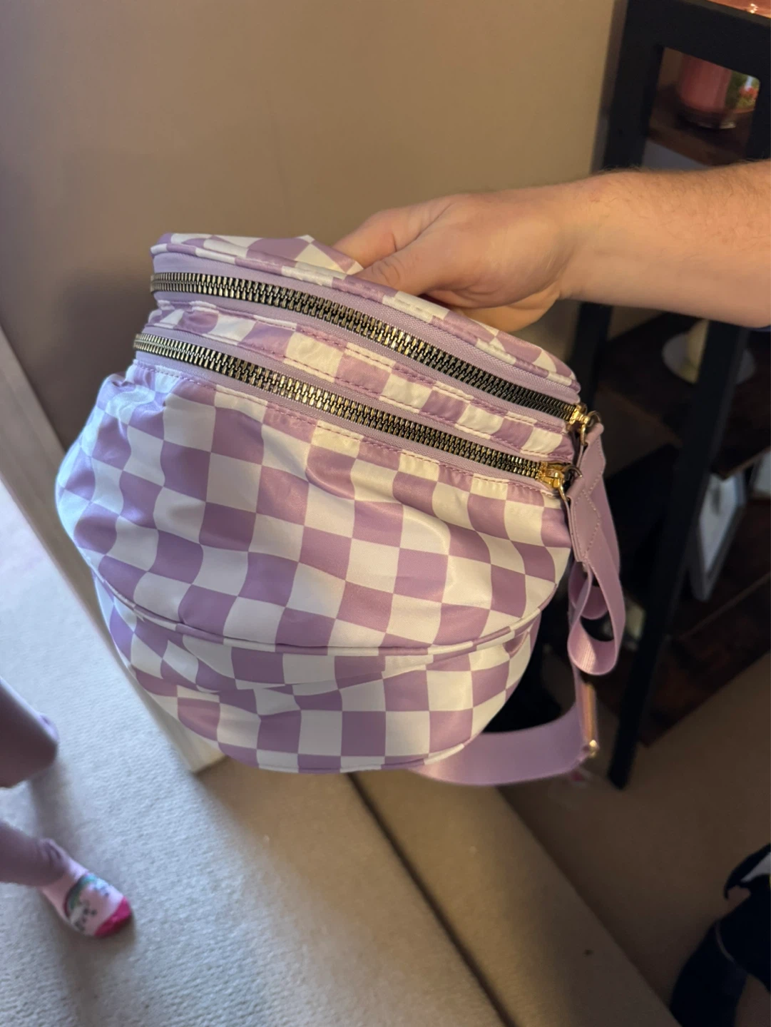 Purple and White Checkered crossbody purse - photo 2