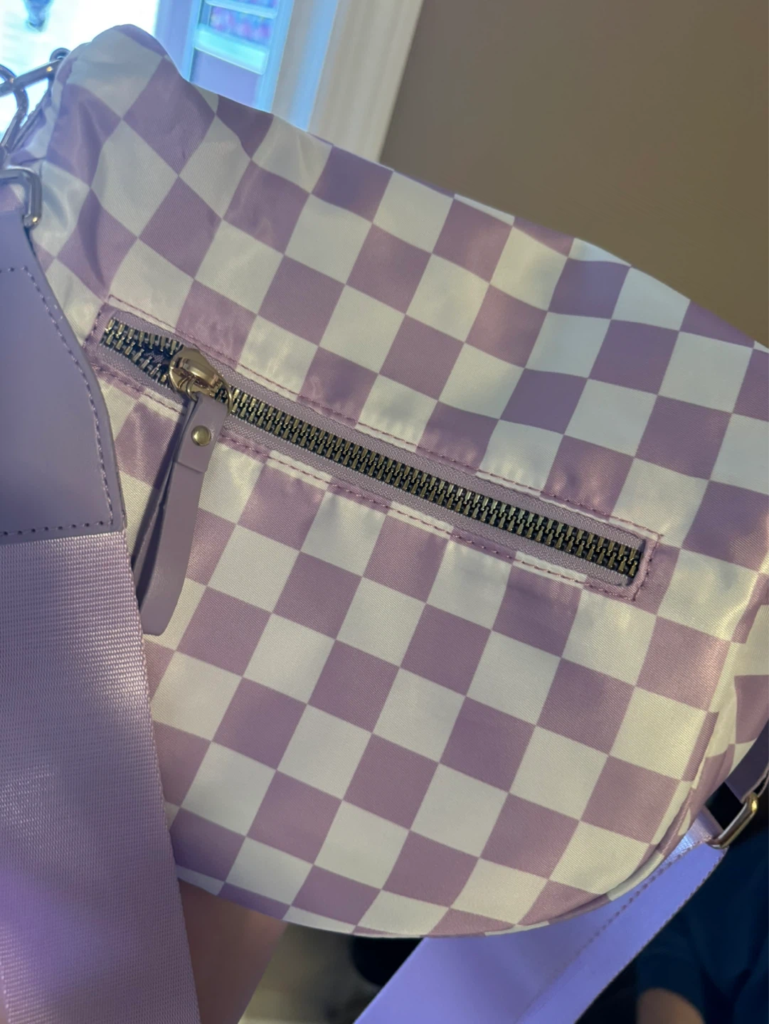 Purple and White Checkered crossbody purse - photo 3