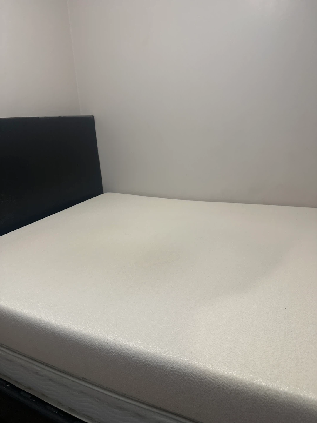 White Queen Mattress with Black Faux Leather Bed Frame - photo 2