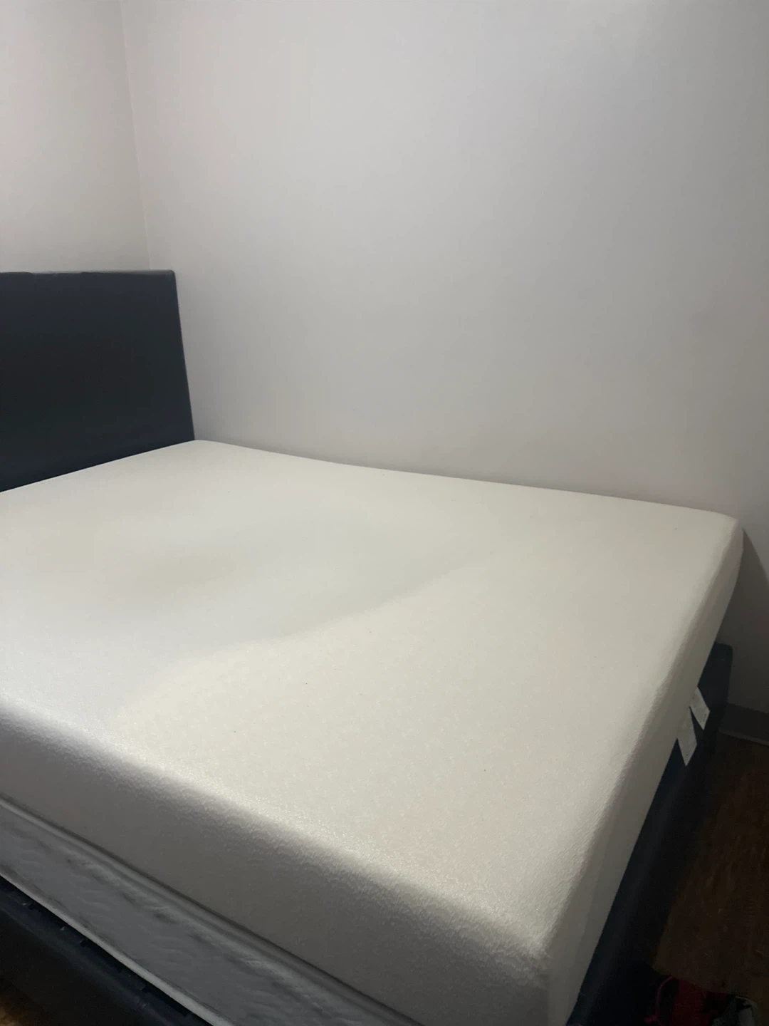 White Queen Mattress with Black Faux Leather Bed Frame - photo 4