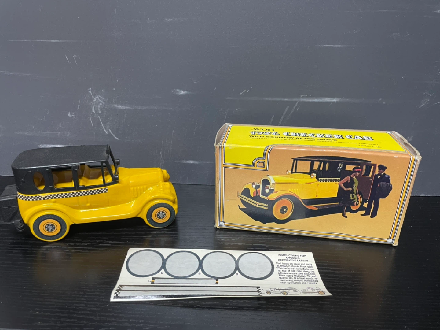 Vintage Avon 1926 Checker Cab after shave decanter with box