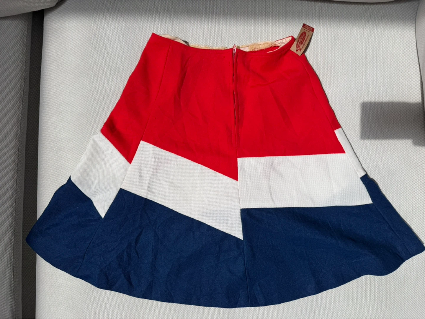 S - Vintage Red White Blue Pleated A-Line Skirt - photo 5