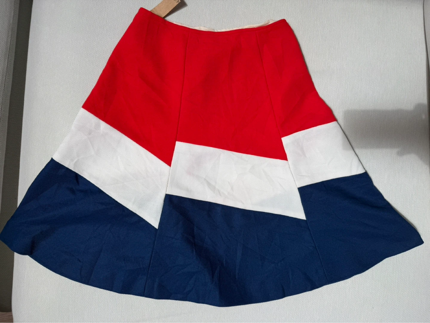 S - Vintage Red White Blue Pleated A-Line Skirt - photo 2