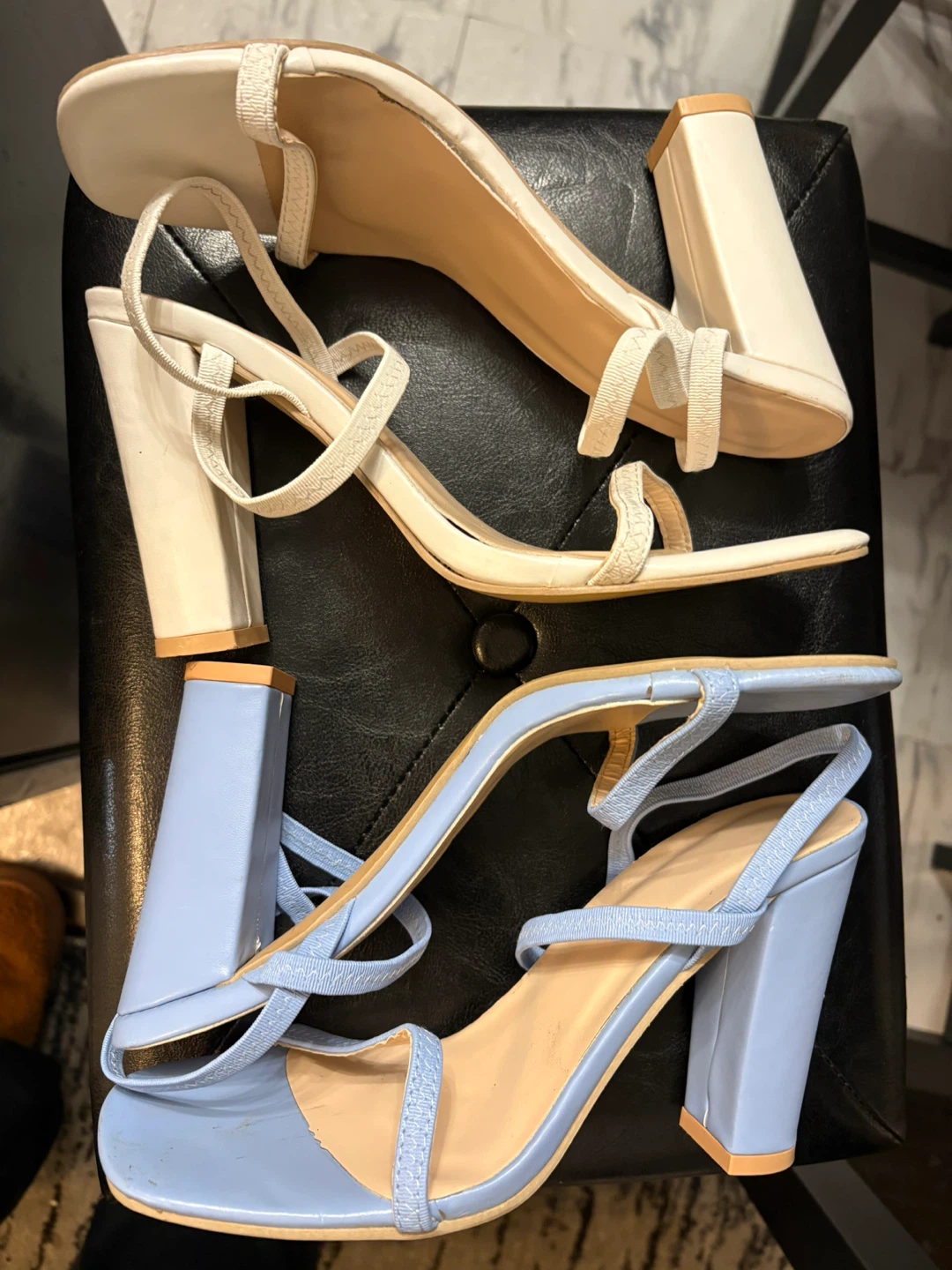 Sky Blue Block Heel Sandals and white heel - photo 2
