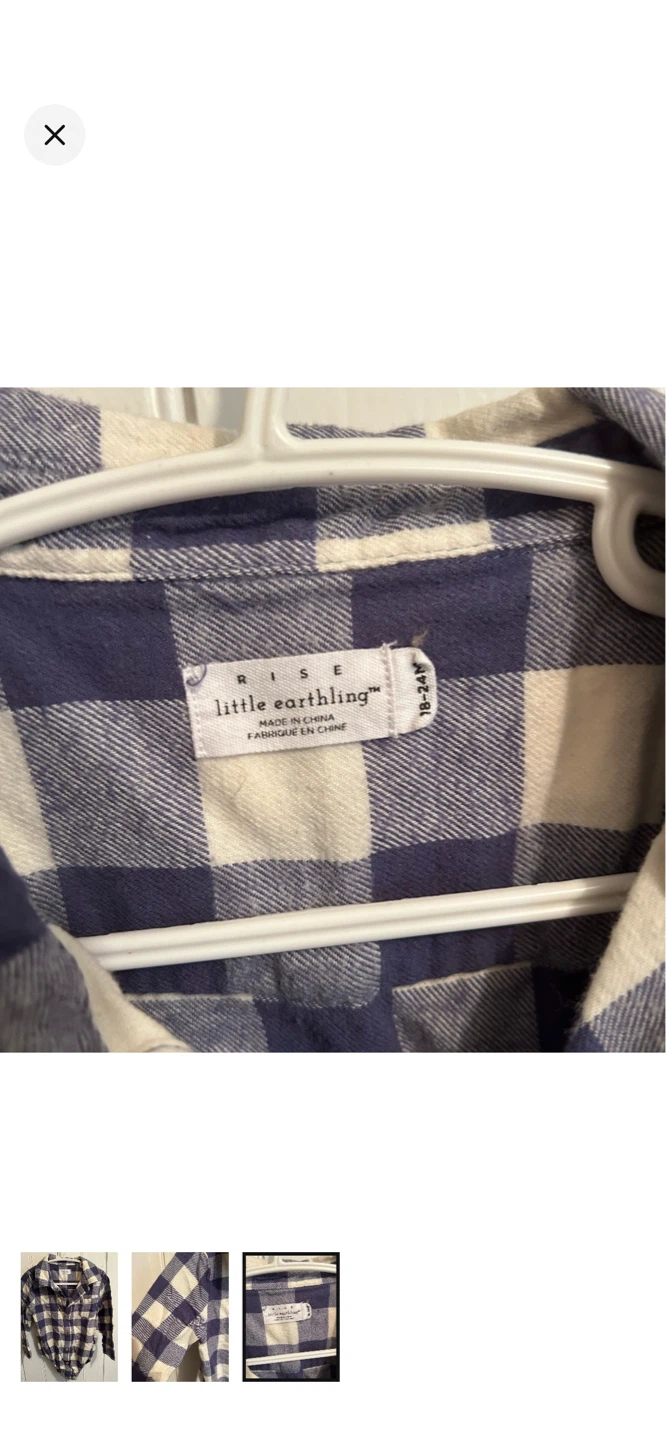 Rise Little Earthling Flannel Button-Up Shirt Size 18-24M - photo 3