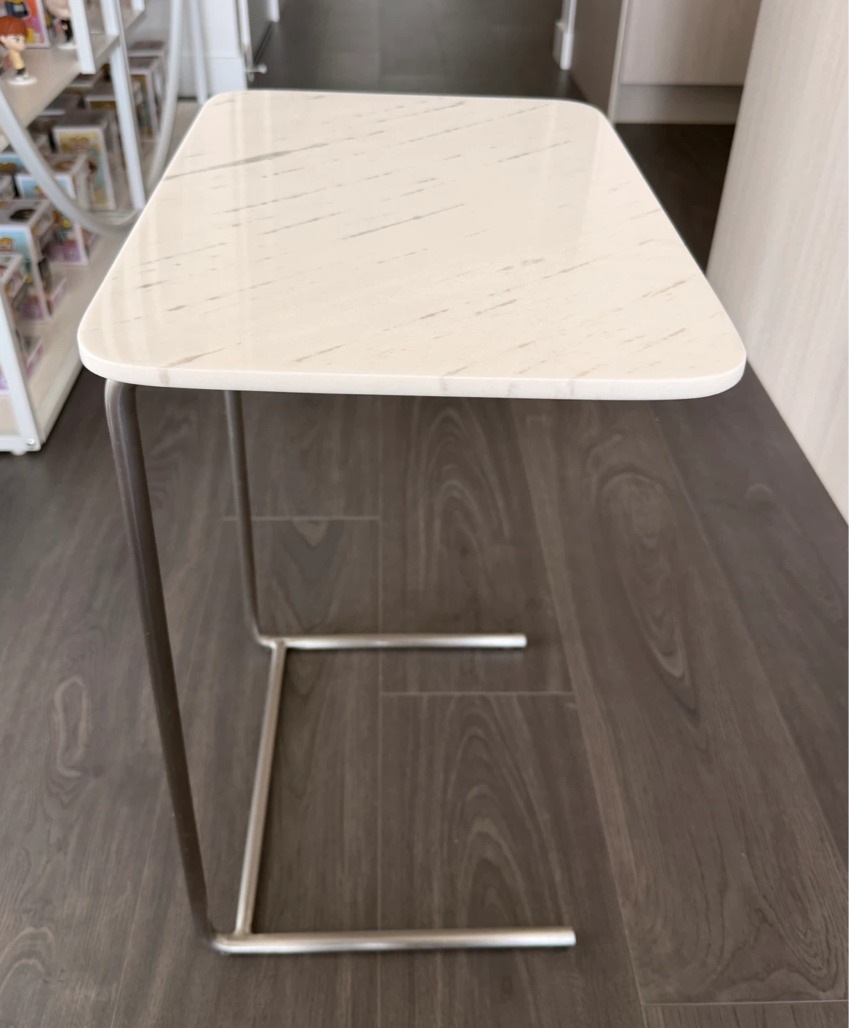 White Marble Top Side Table with Metal Frame - photo 2