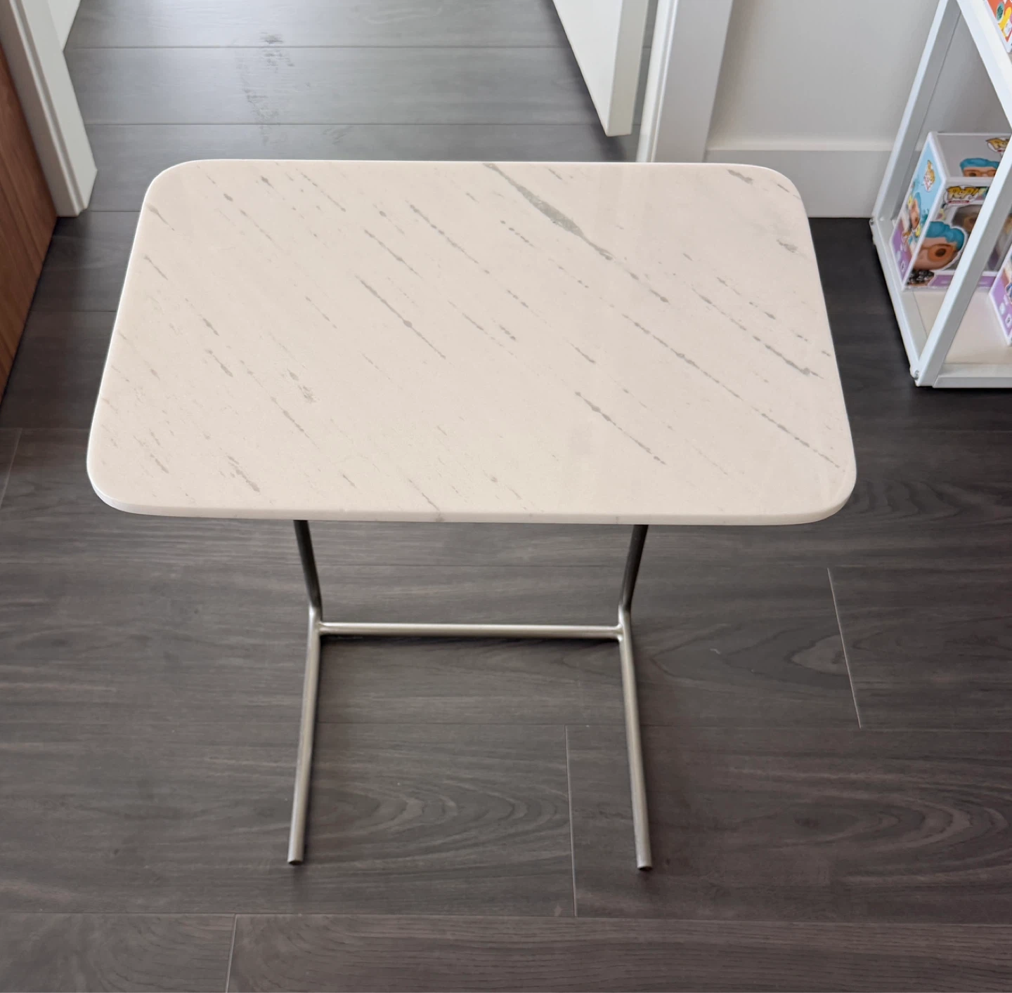 White Marble Top Side Table with Metal Frame