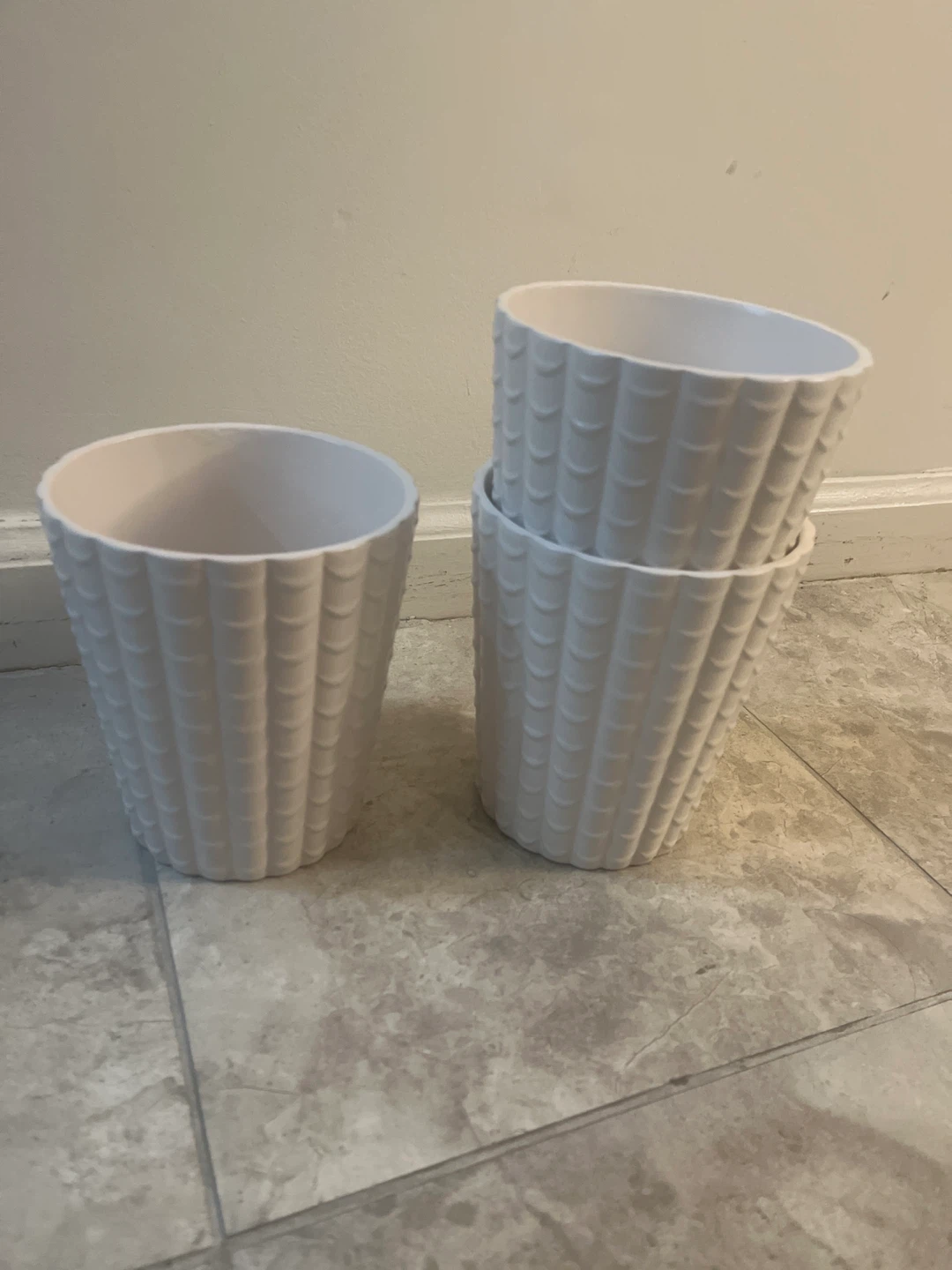 White Textured Planter Pots ( - photo 2