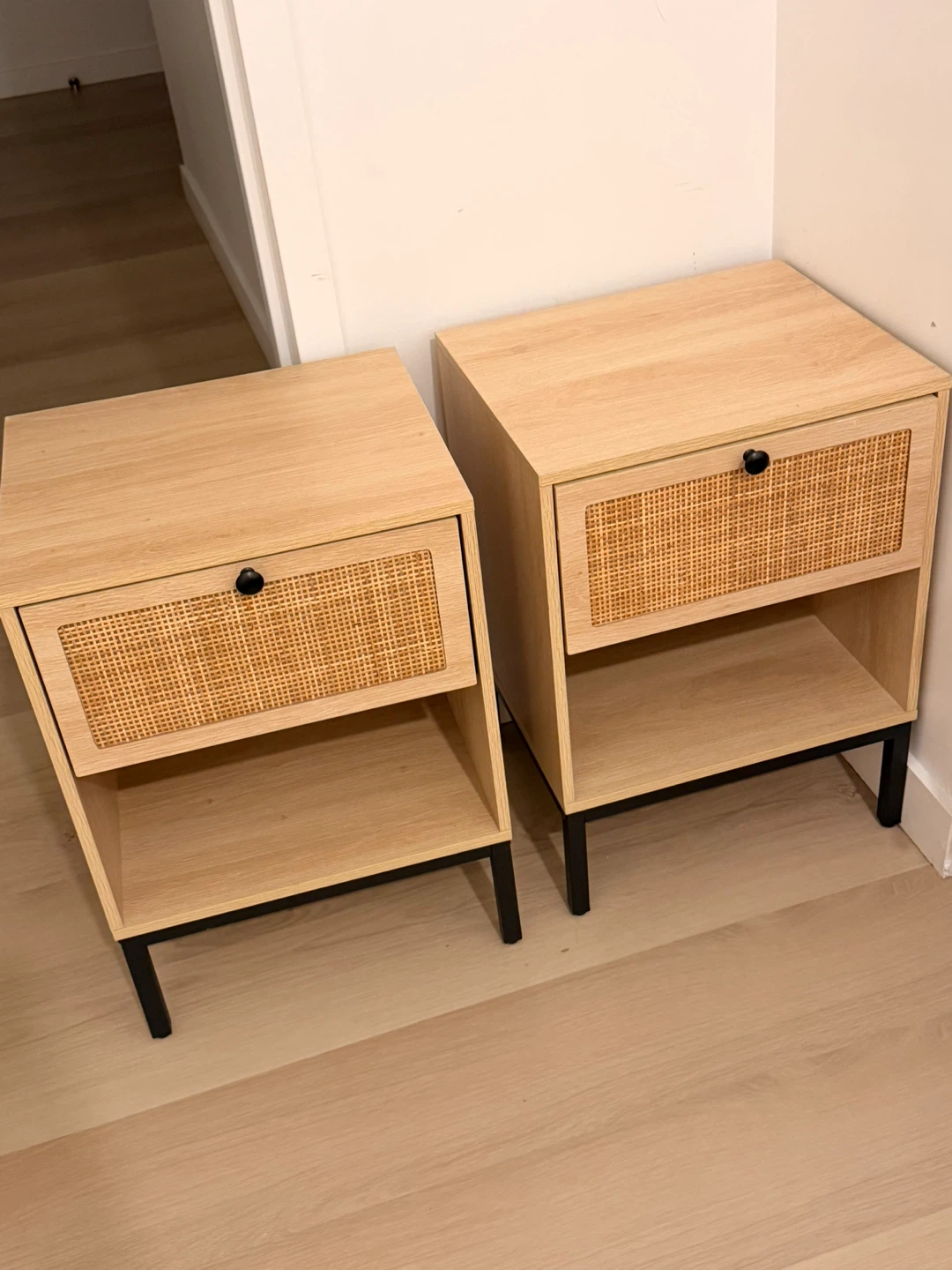 Set of 2 Rattan Nightstands