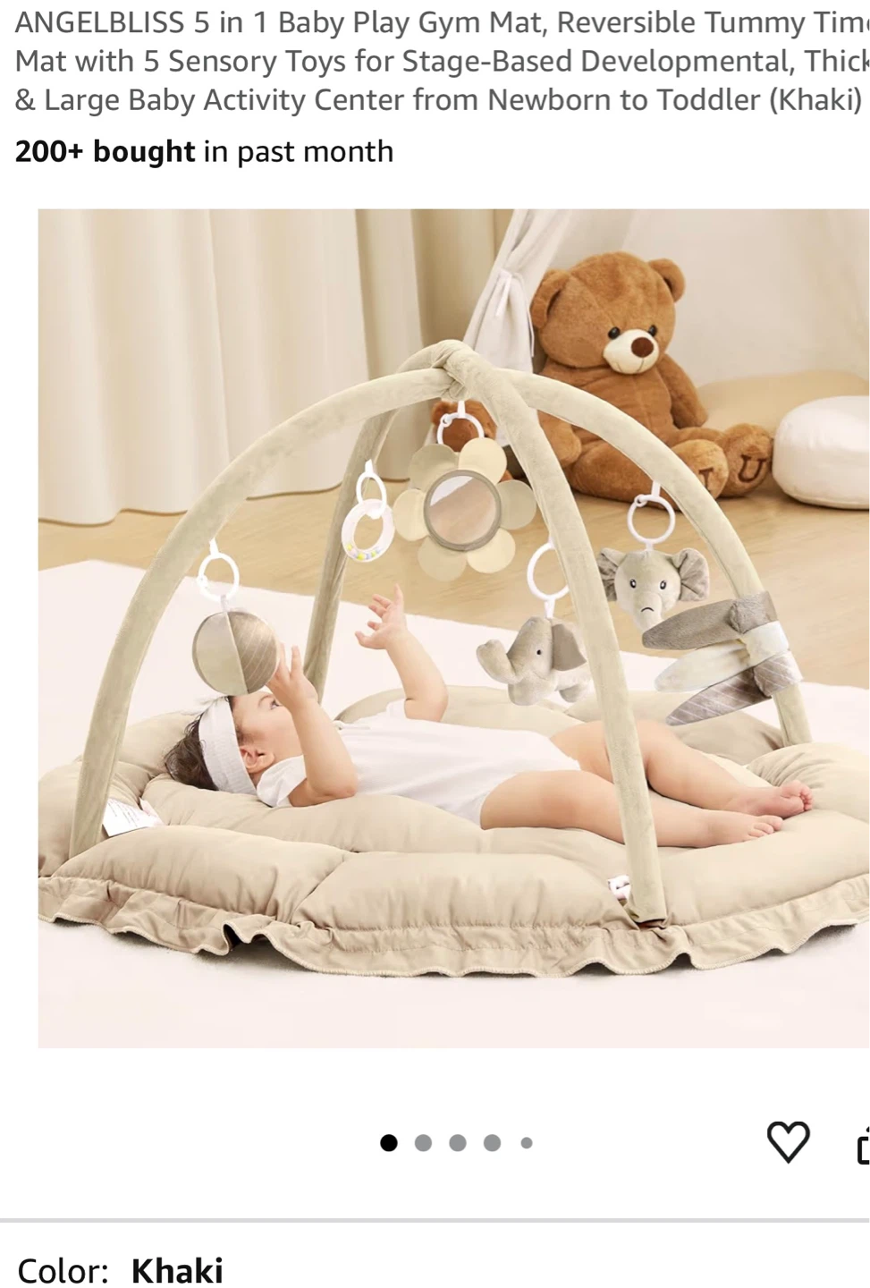 5 in 1 Baby Play Gym Mat - Khaki 5GB