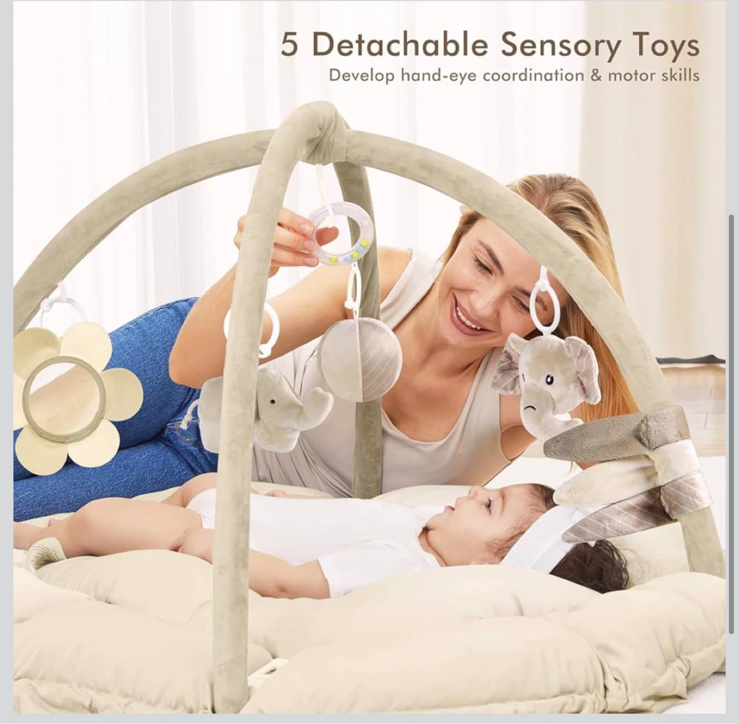 5 in 1 Baby Play Gym Mat - Khaki 5GB - photo 3