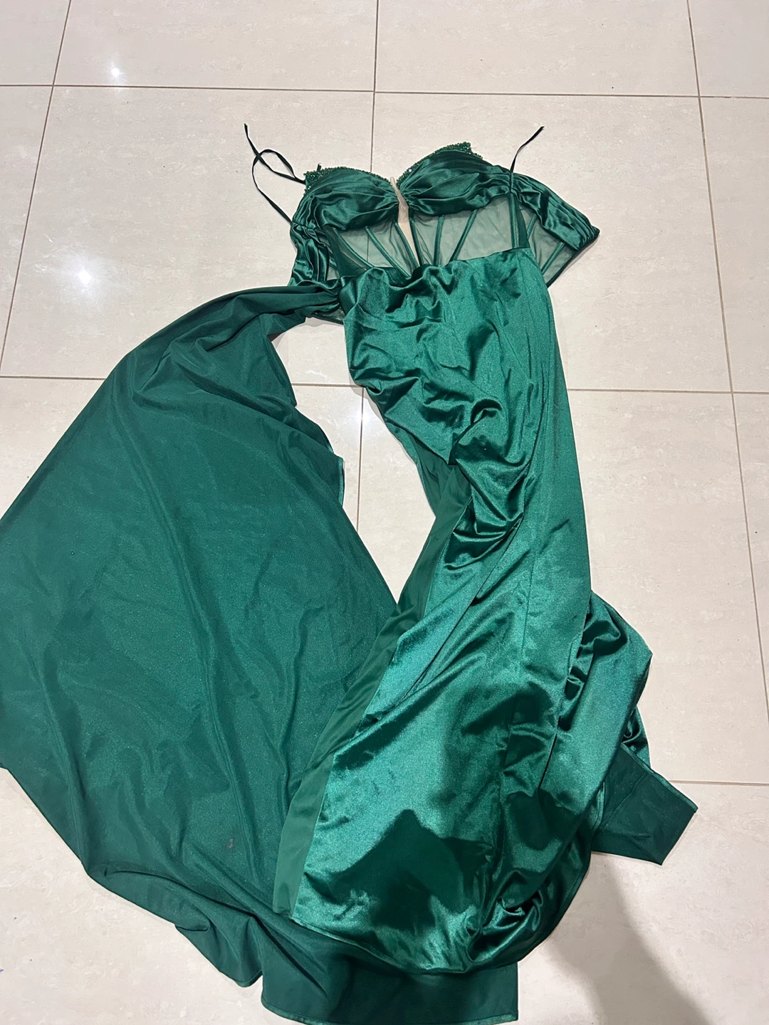 Emerald Green Beaded Corset Gown